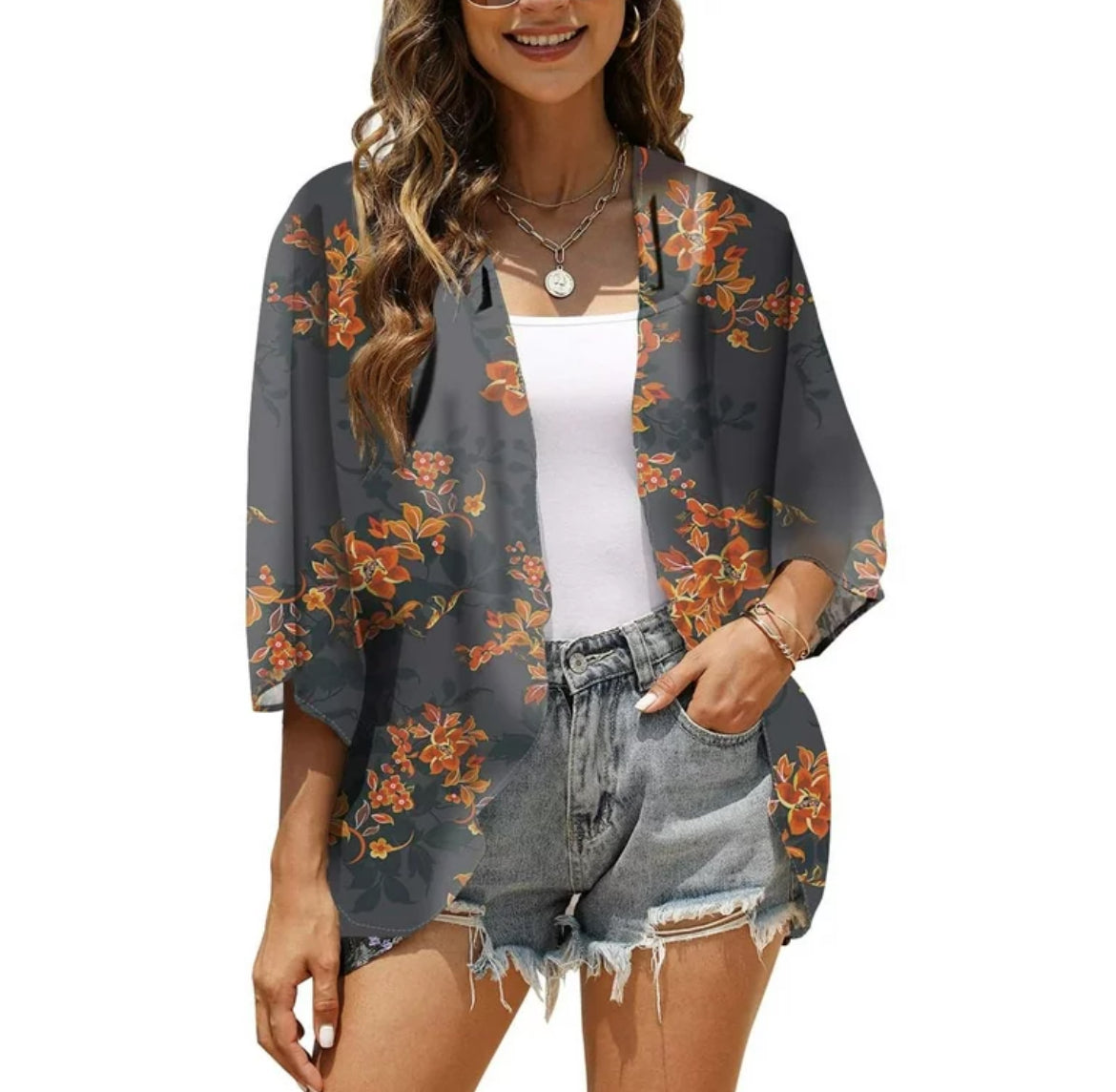 Thin Sheer Chiffon Short Kimono XD21