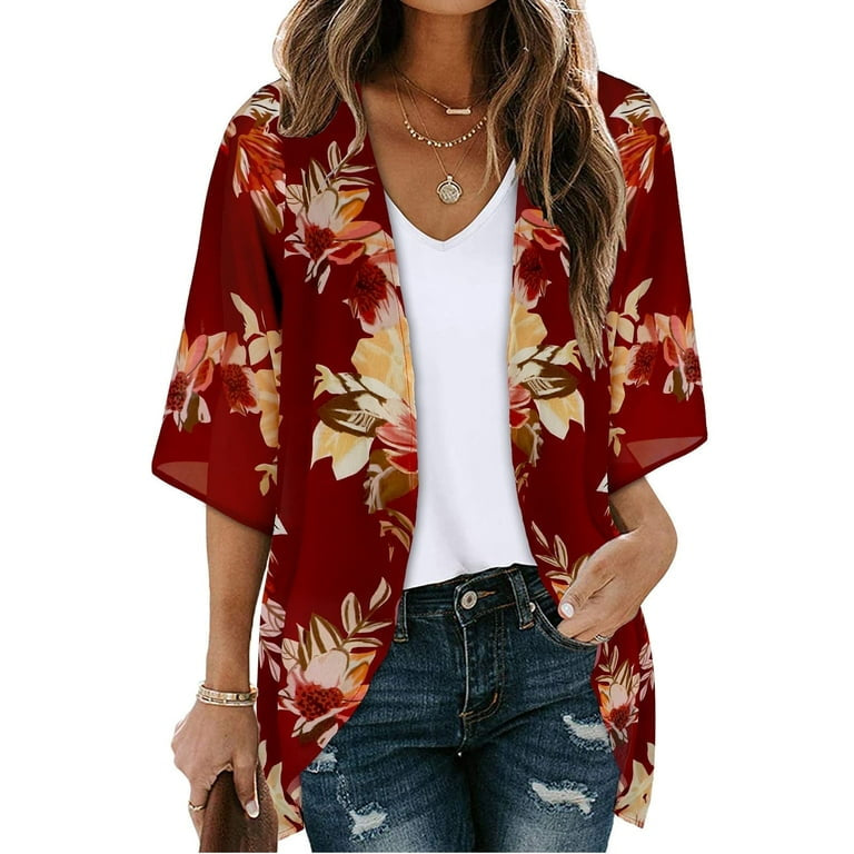 Thin Sheer Chiffon Short Kimono XD21
