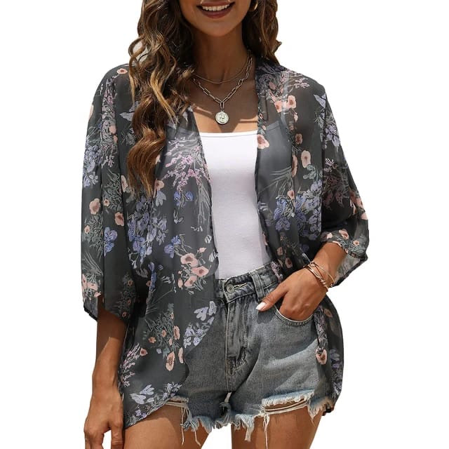 Thin Sheer Chiffon Short Kimono XD21