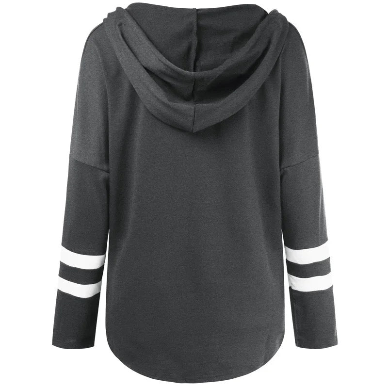 Thin Stripe Hooded Long Sleeve T-Shirt XD21
