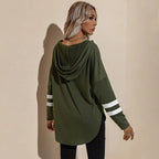 Thin Stripe Hooded Long Sleeve T-Shirt XD21