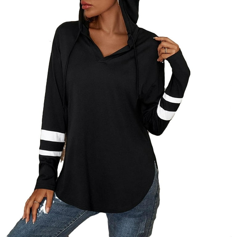 Thin Stripe Hooded Long Sleeve T-Shirt XD21