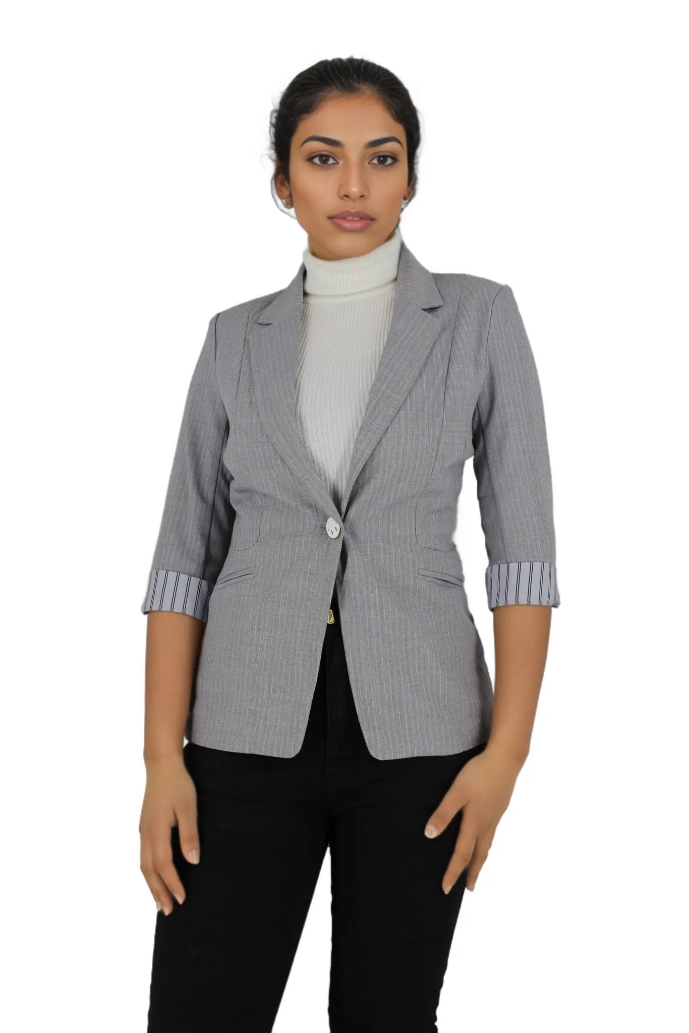 Three Quarter Sleeve Casual Work Blazer with Button XD21