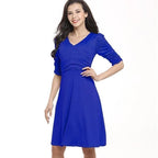 V-Neck Fit & Flare Knee Length Dress
