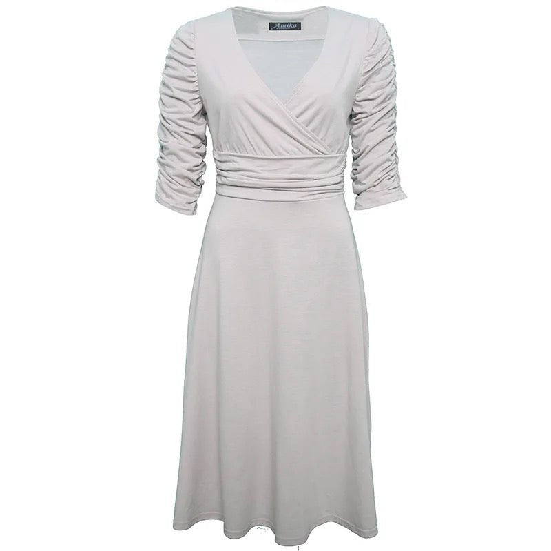 V-Neck Fit & Flare Knee Length Dress