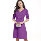 V-Neck Fit & Flare Knee Length Dress