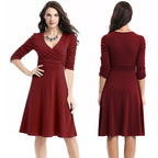 V-Neck Fit & Flare Knee Length Dress