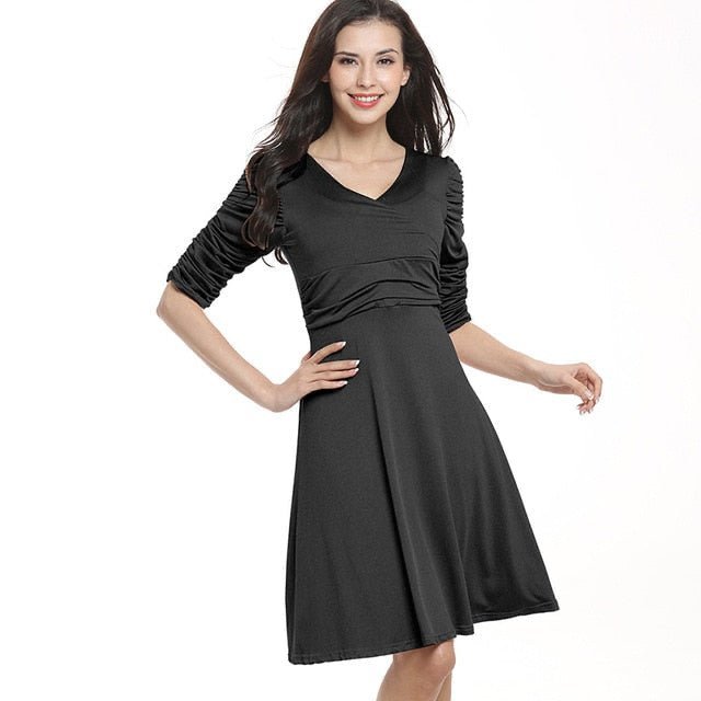 V-Neck Fit & Flare Knee Length Dress