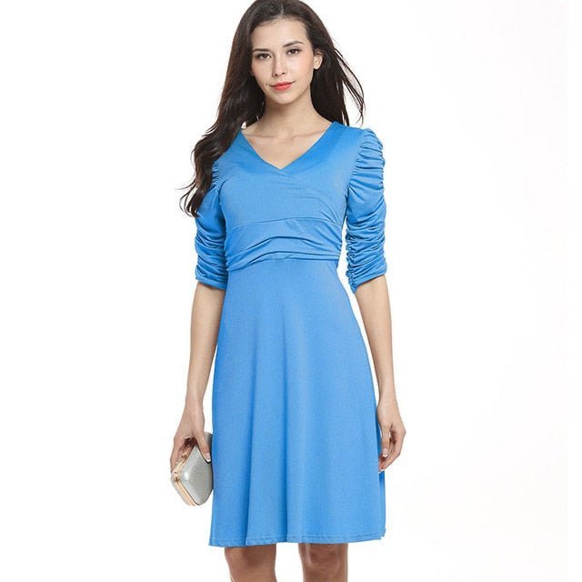 V-Neck Fit & Flare Knee Length Dress