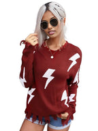 Thunder Struck Round Neck Raw Hem Jersey XD21
