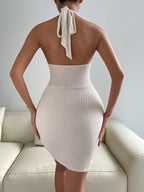 Tie Back Halter Mini Bodycon Dress XD21
