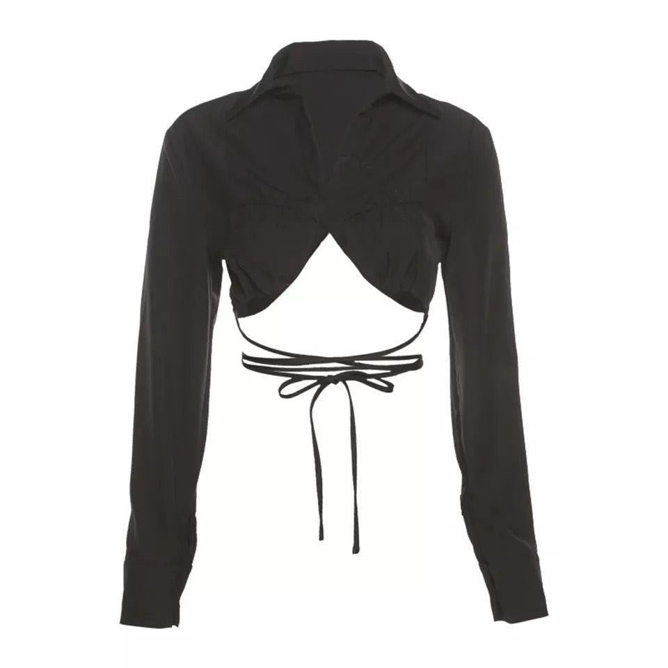Tie Back Shirt Crop Top XD21