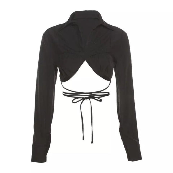 Tie Back Shirt Crop Top