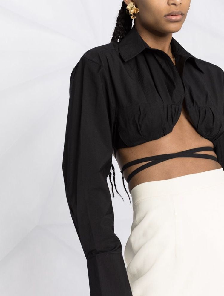 Tie Back Shirt Crop Top XD21