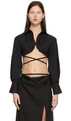 Tie Back Shirt Crop Top XD21