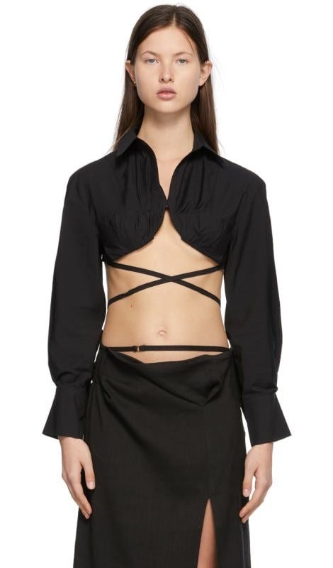 Tie Back Shirt Crop Top XD21