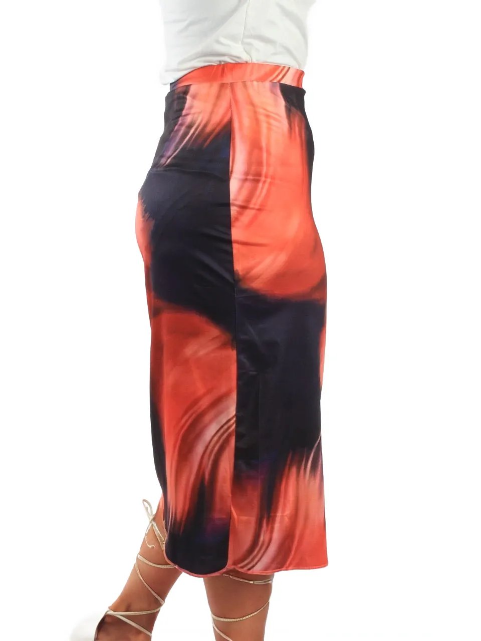 Tie Dye Fire Midi Skirt XD21