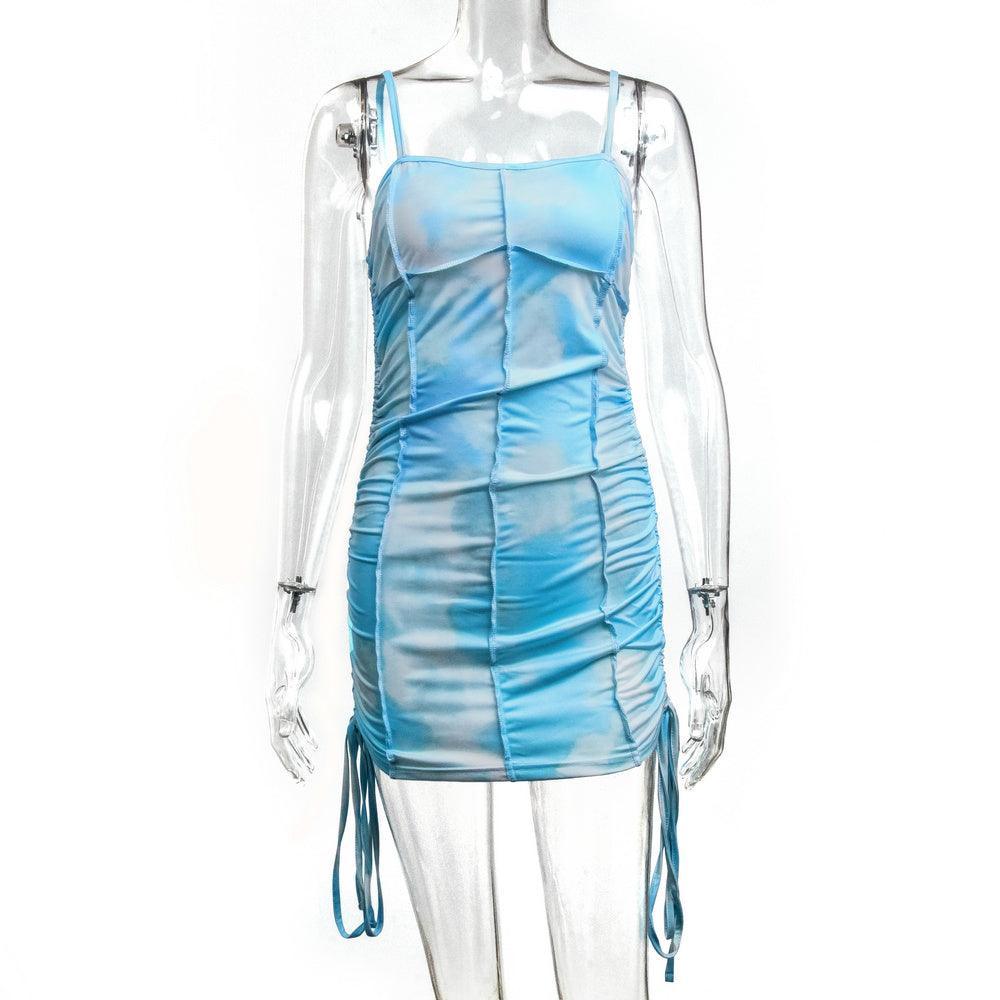 Tie-Dye Ruched Bodycon Dress - XD21