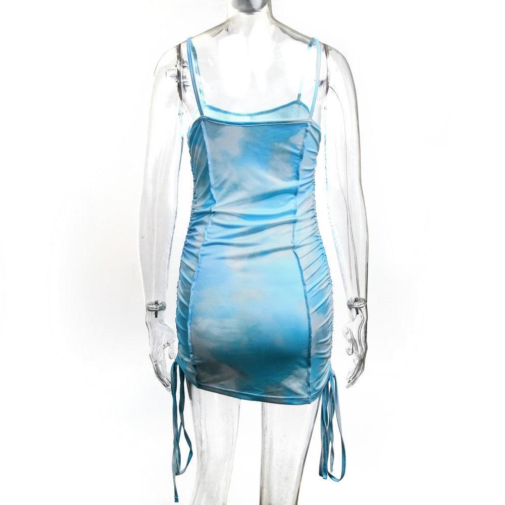 Tie-Dye Ruched Bodycon Dress - XD21