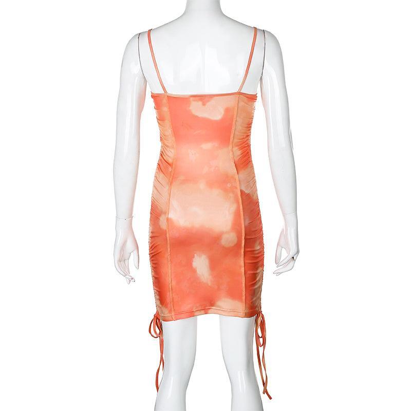 Tie-Dye Ruched Bodycon Dress - XD21