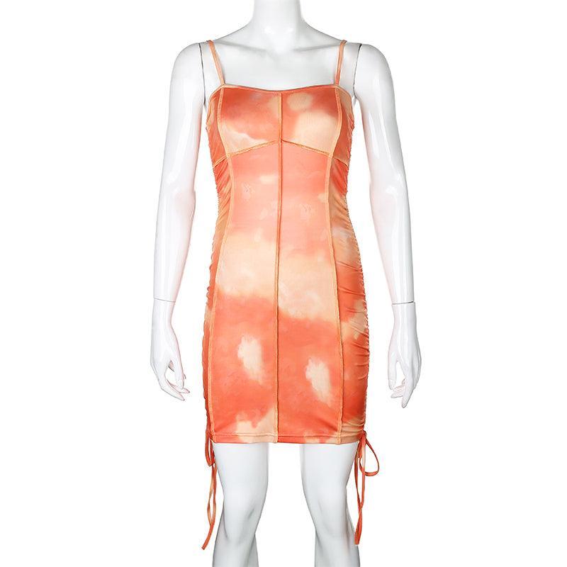 Tie-Dye Ruched Bodycon Dress - XD21