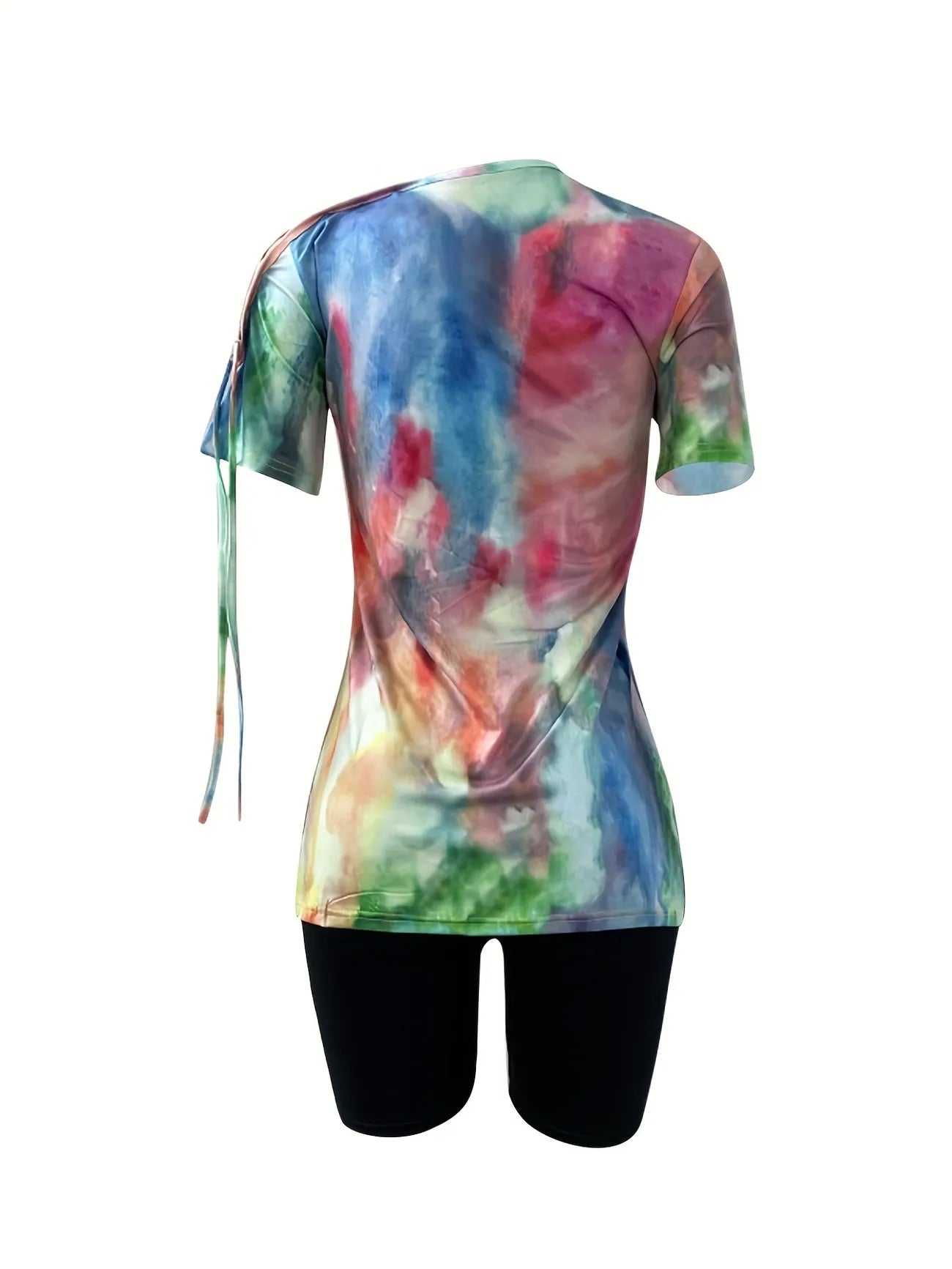 Tie Dye T-Shirt With Cycling Shorts Set XD21