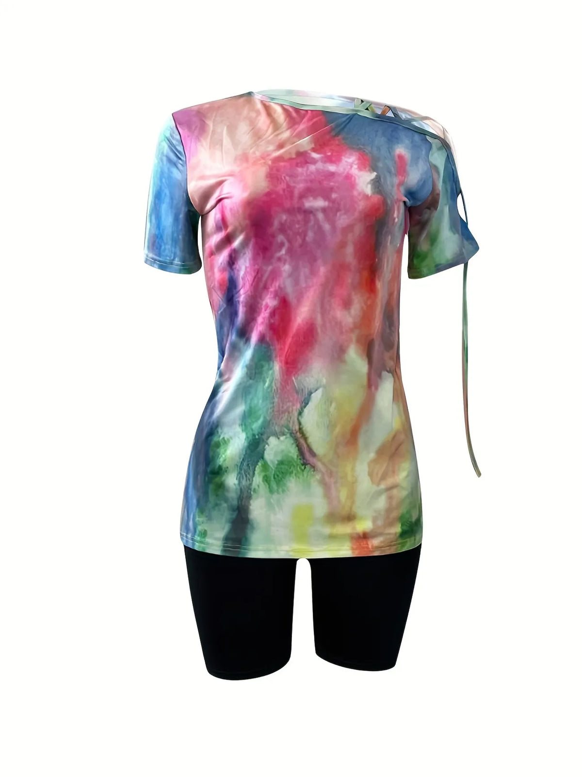 Tie Dye T-Shirt With Cycling Shorts Set XD21