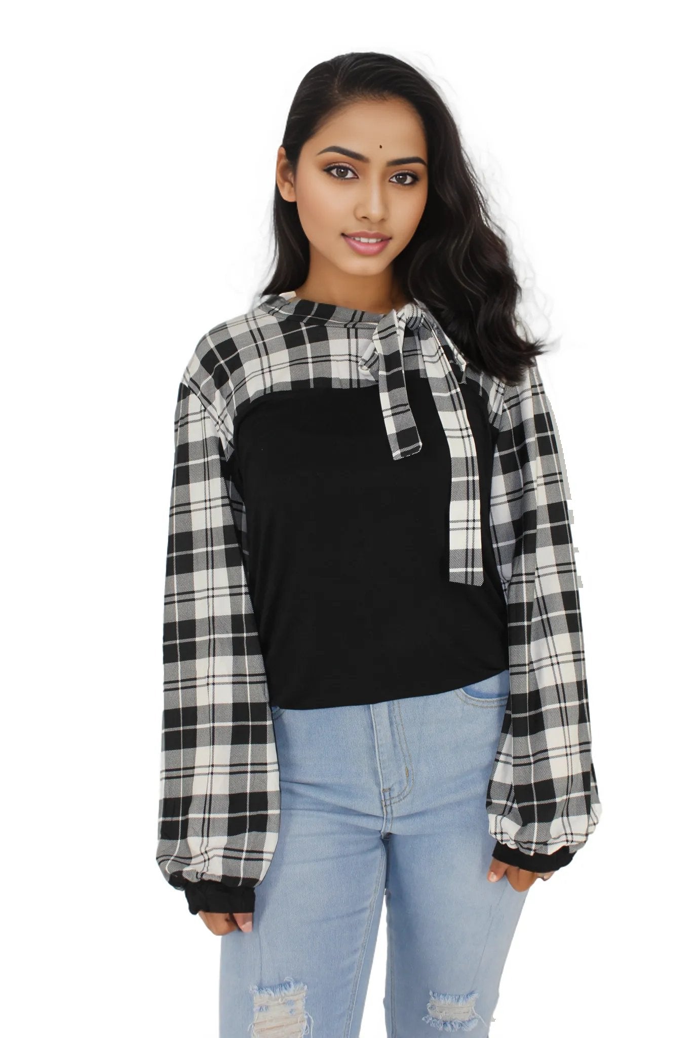Tie Knot Flounce Sleeve Curve Top XD21