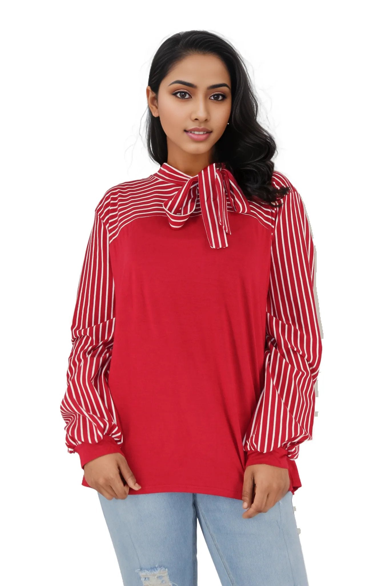 Tie Knot Flounce Sleeve Curve Top XD21