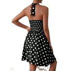 Tie Neck Midi Vintage Dress With Silky Belt XD21