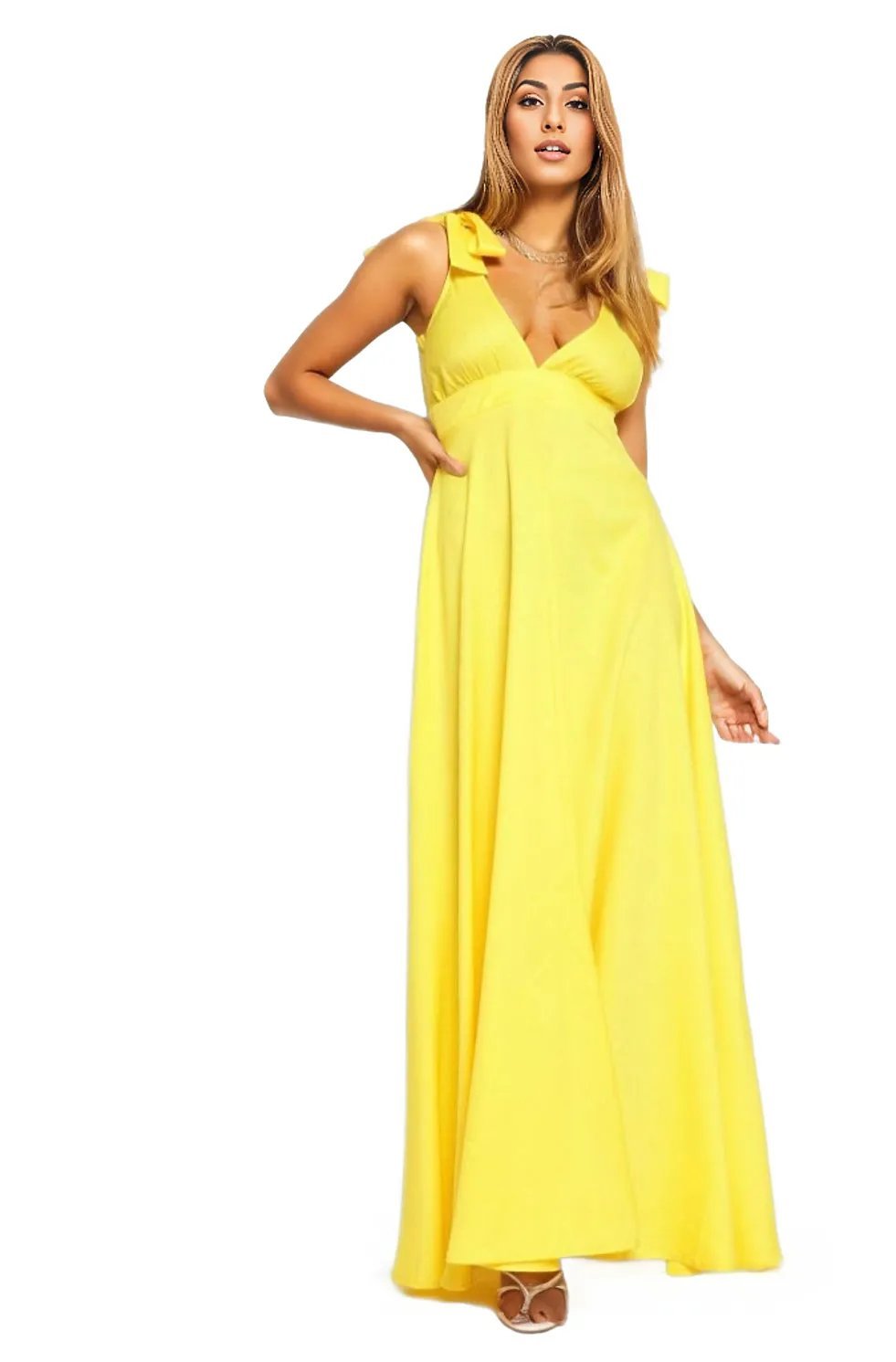 Tie Strap Deep V Neck Maxi Dress XD21