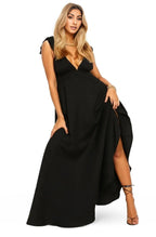 Tie Strap Deep V Neck Maxi Dress XD21