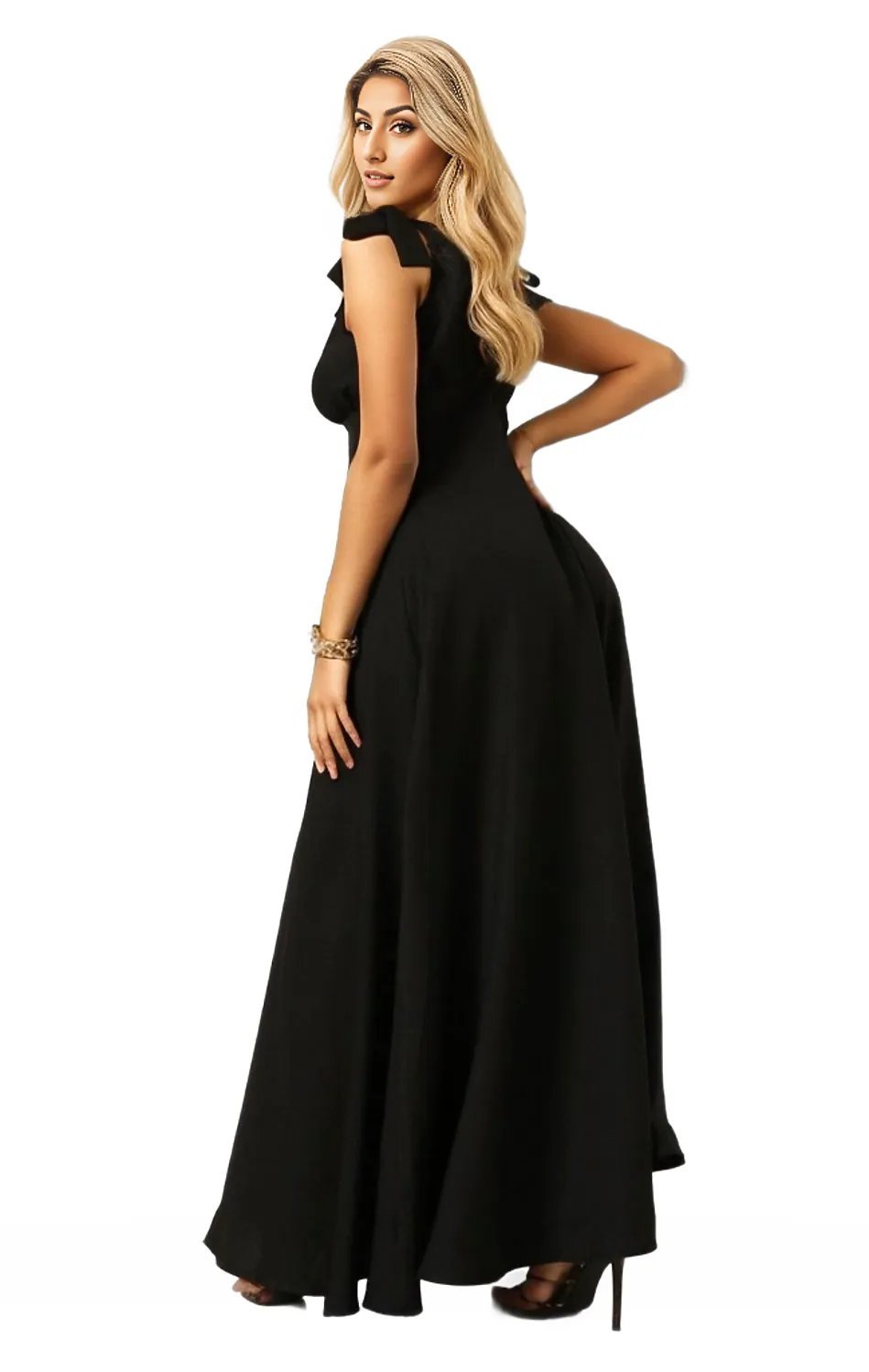 Tie Strap Deep V Neck Maxi Dress XD21
