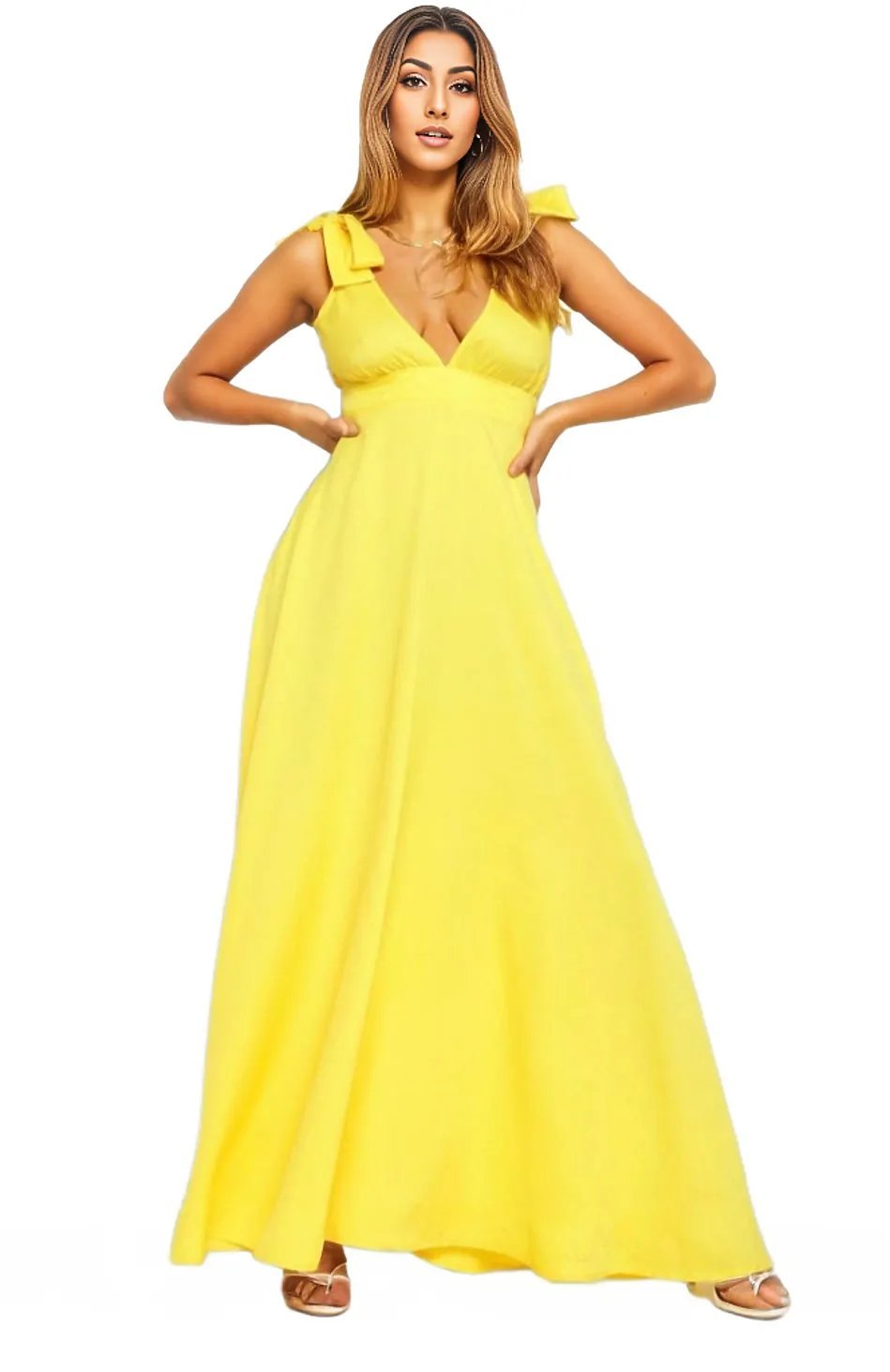 Tie Strap Deep V Neck Maxi Dress XD21