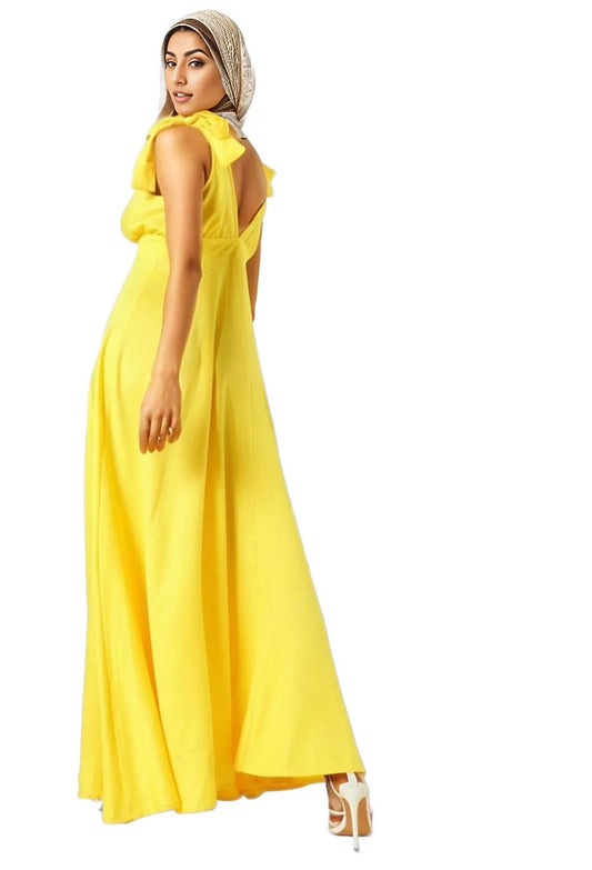Tie Strap Deep V Neck Maxi Dress XD21