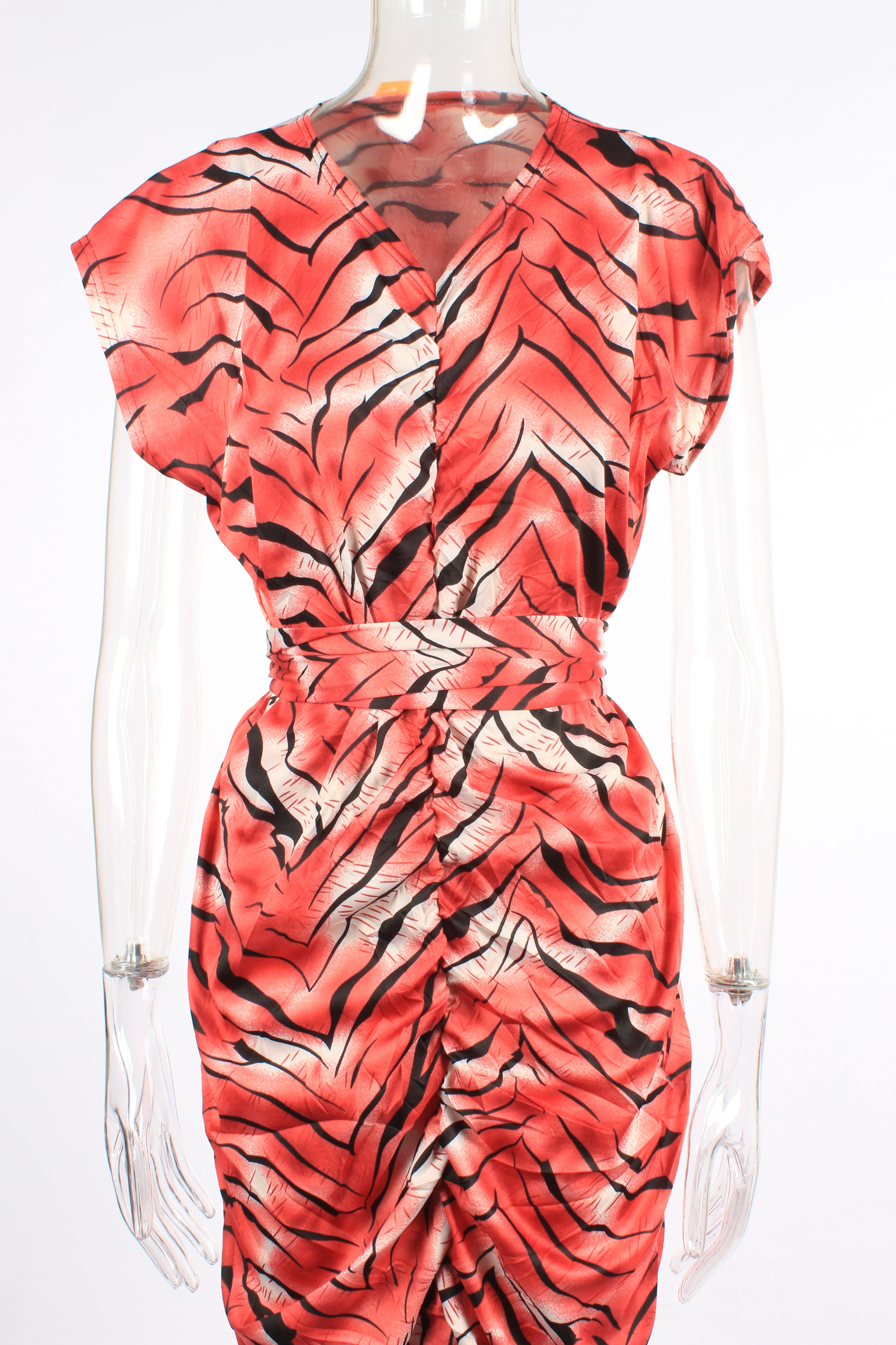 Tiger striped ruched dress XD21