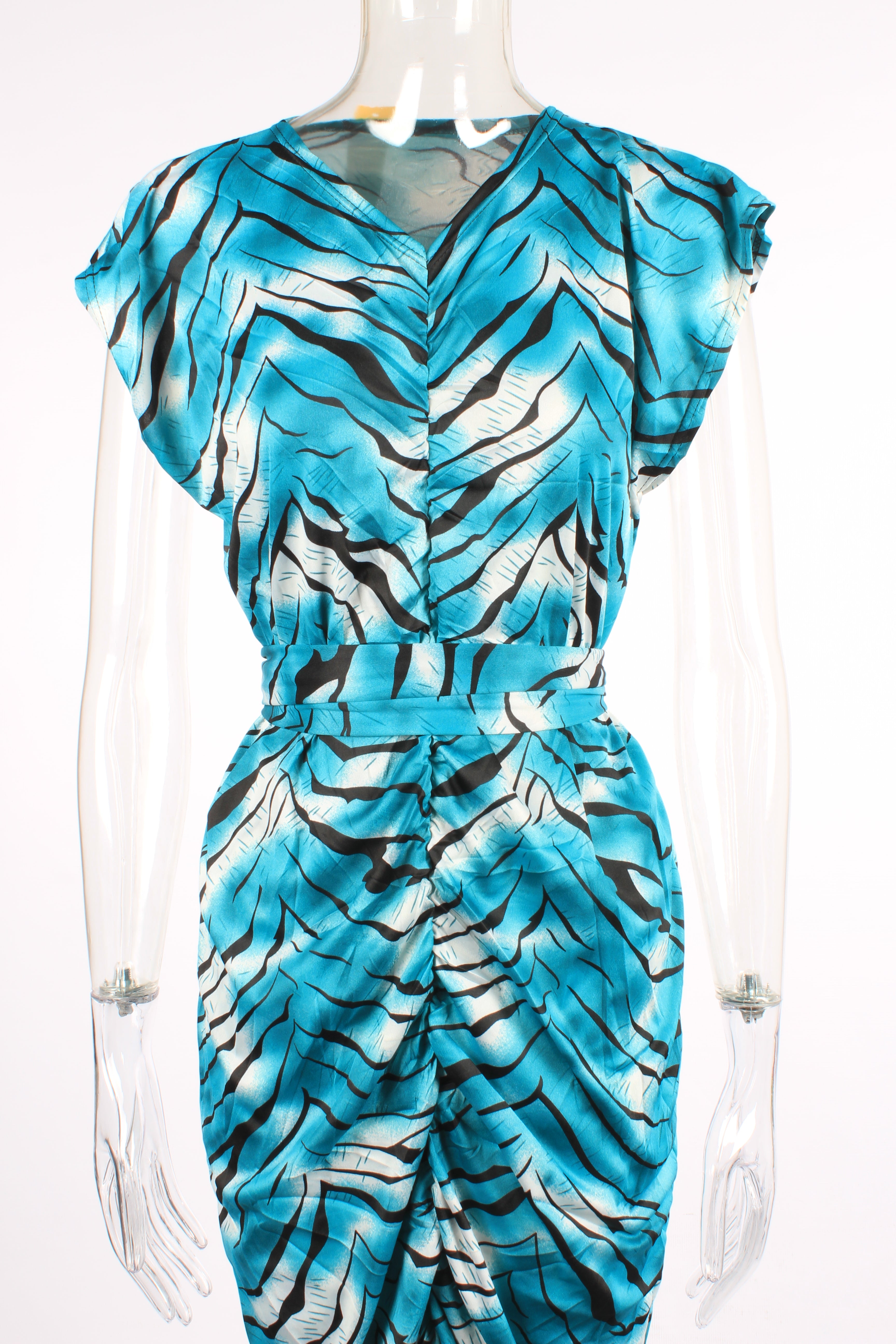 Tiger striped ruched dress XD21