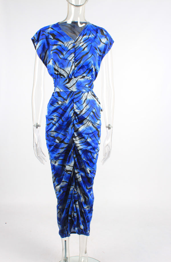 Tiger striped ruched dress