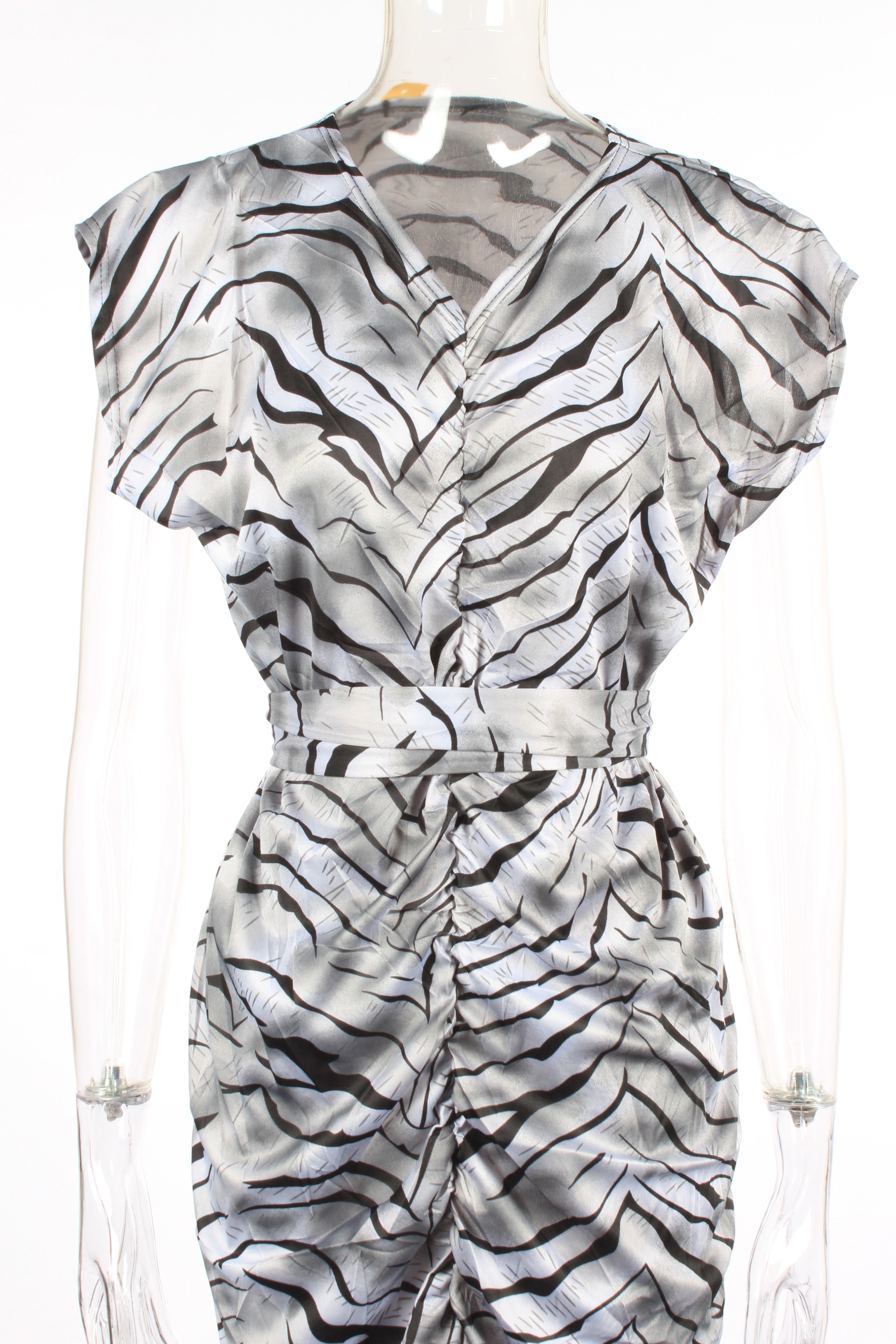 Tiger striped ruched dress XD21