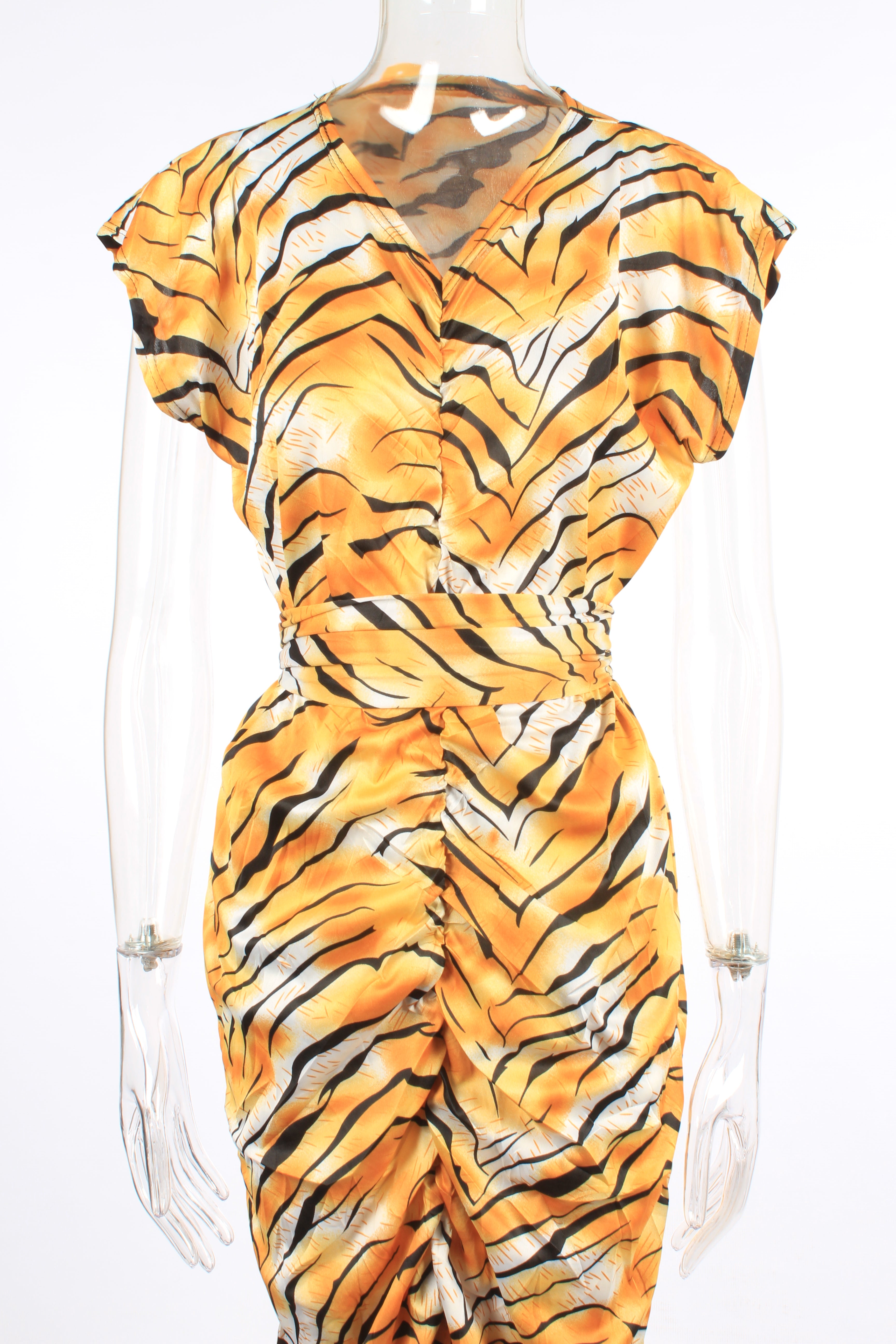 Tiger striped ruched dress XD21
