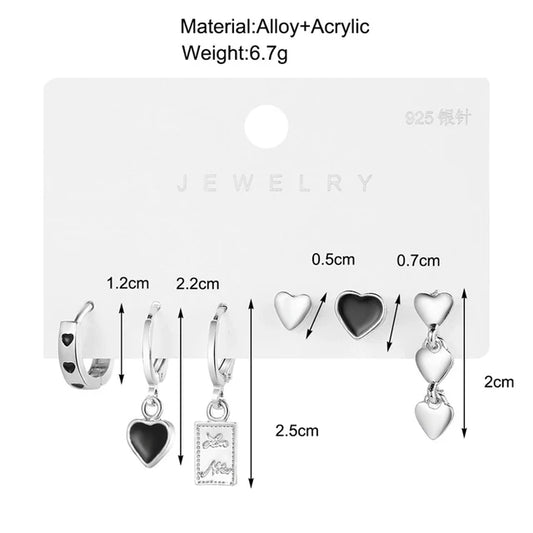 Trendy Metal Tassel Chain Love Heart Earring Set XD21