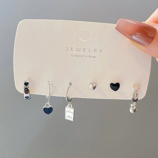 Trendy Metal Tassel Chain Love Heart Earring Set XD21