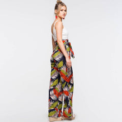 HIGH WAIST TROPICAL PRINT TAPERED PANTS - XD21