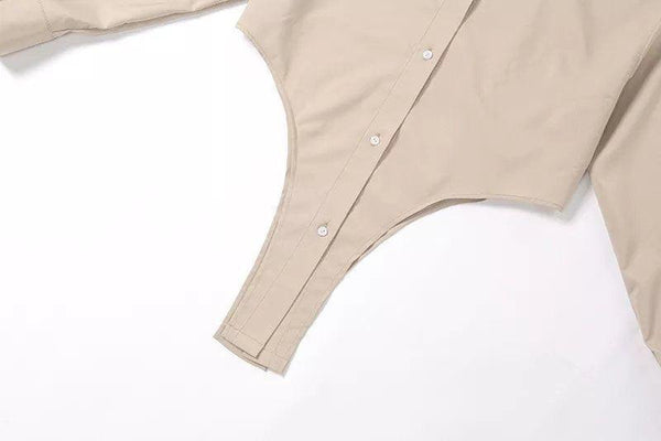 Turn Down Collar Asymetrical Women Blouse