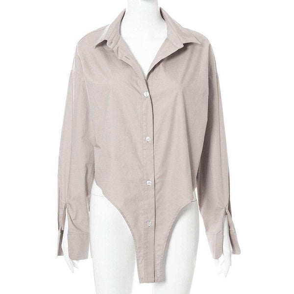 Turn Down Collar Asymetrical Women Blouse