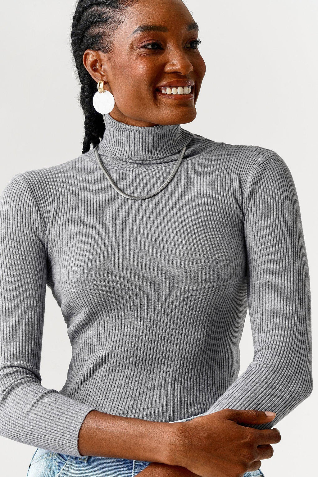 Turtleneck Ribbed Knit Sweater Pullover Jersey XD21