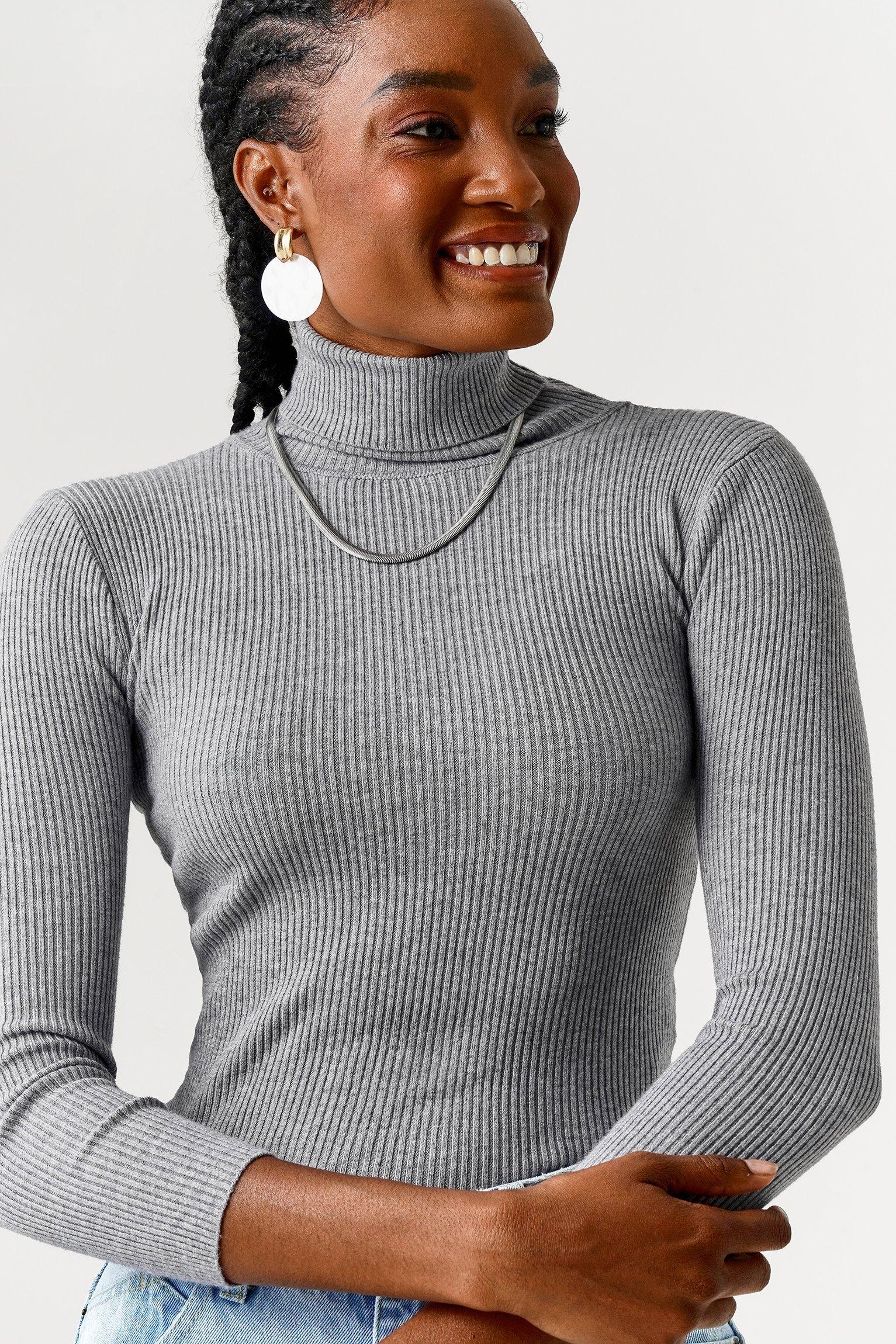 Turtleneck Ribbed Knit Sweater Pullover Jersey XD21