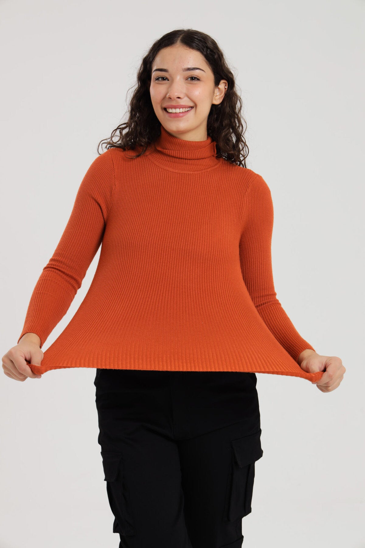 Turtleneck Ribbed Knit Sweater Pullover Jersey XD21