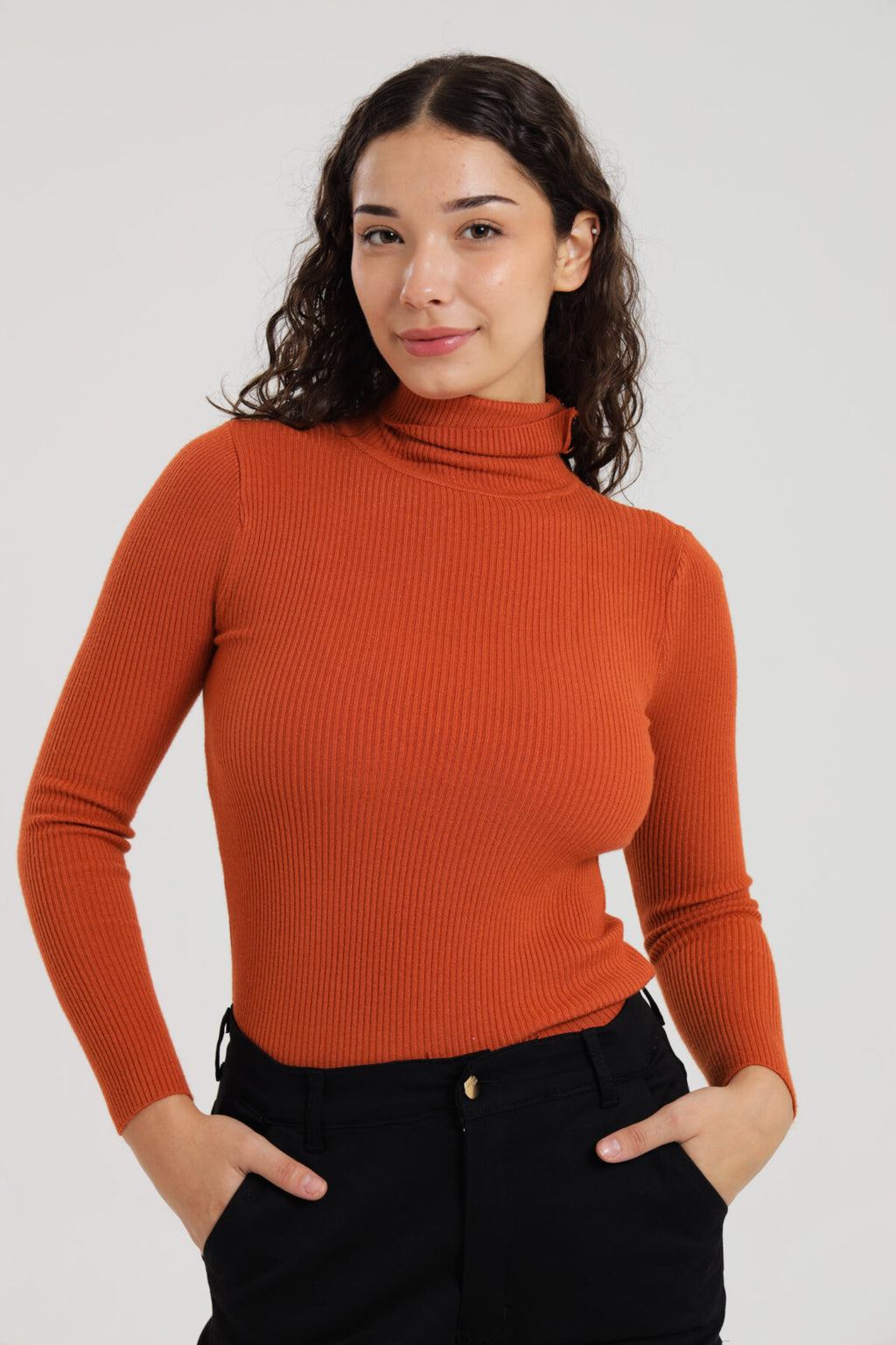 Turtleneck Ribbed Knit Sweater Pullover Jersey XD21