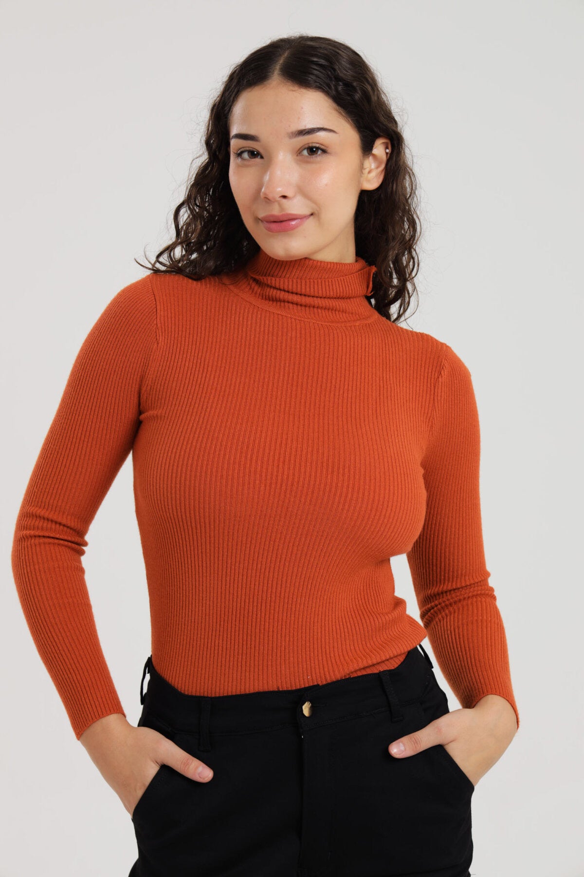 Turtleneck Ribbed Knit Sweater Pullover Jersey XD21